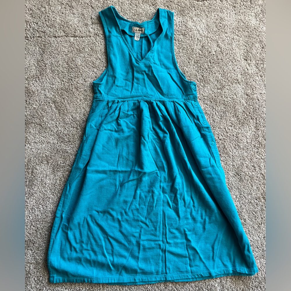 L.L. Bean Vintage Button Side Sleeveless Midi Dress Size 14